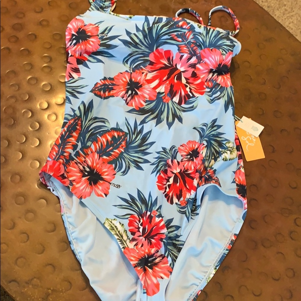Kina Sola One Piece floral Bathing Suit Sz 12-14
